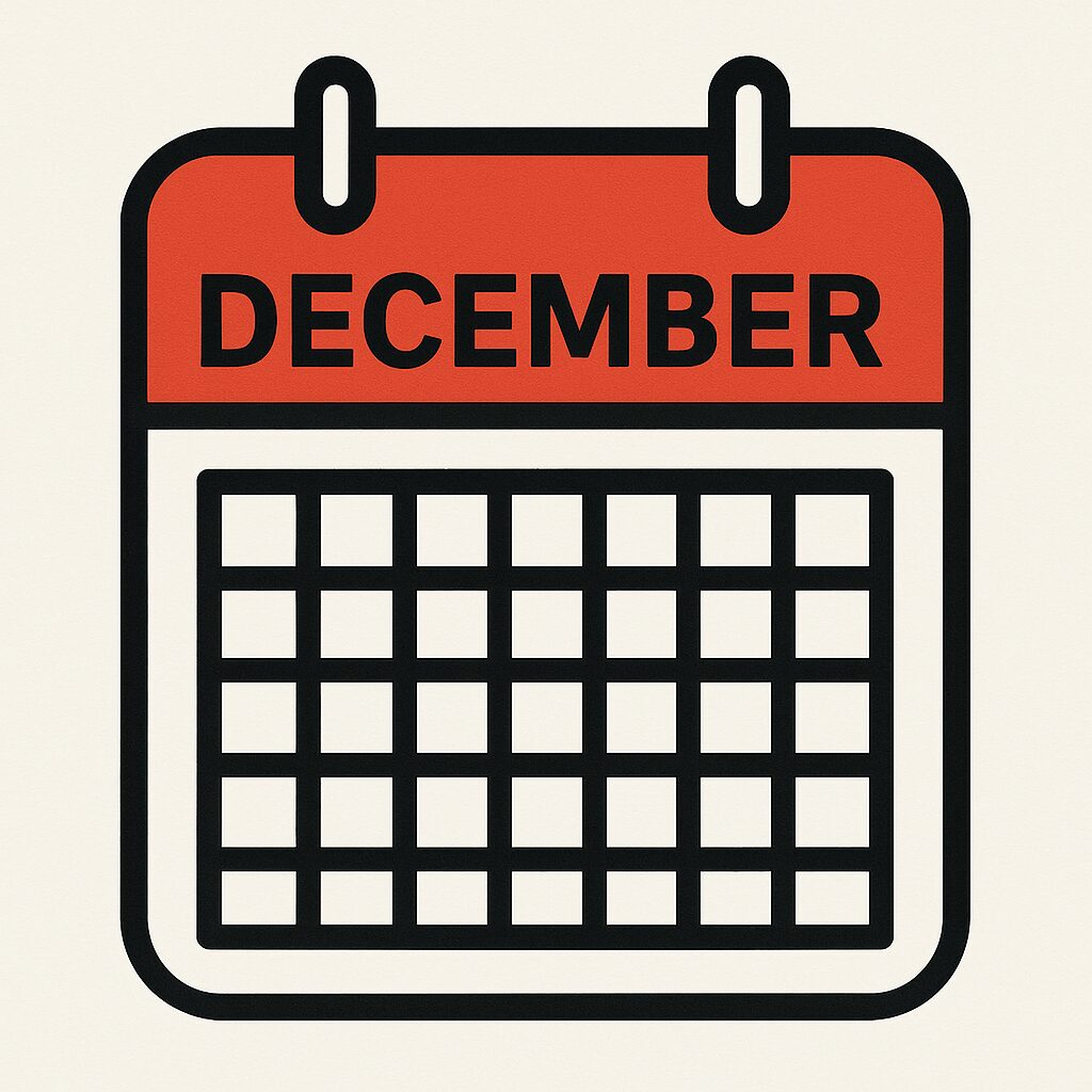 Calendar illustration for December-January